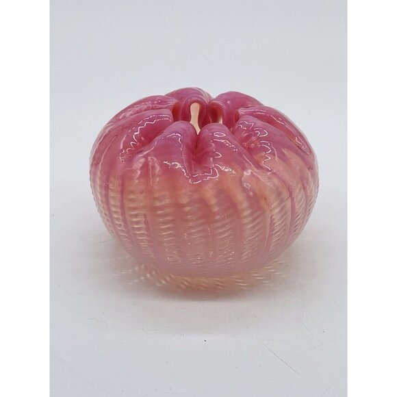 Antique Victorian Pink Cranberry Art Glass Zipper Pattern Rose Bowl Crimped Edge - Picture 4 of 6